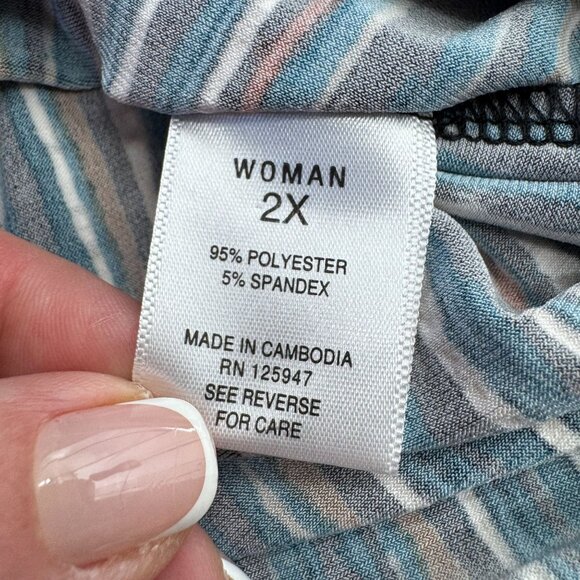 Cocomo Striped Tunic Top Womens 2X Bell Sleeve Stretch Multicolor Comfort Party‎ - Picture 5 of 8